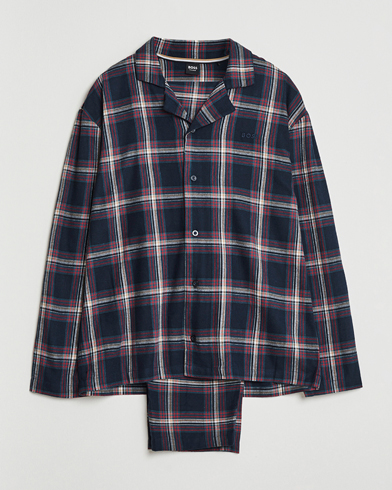 Heren | BOSS BLACK | BOSS BLACK Flannel Long Sleeve Pyjama Set Open Blue