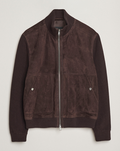 Homme | BOSS BLACK | BOSS BLACK Maparo Leather Hybrid Jacket Dark Brown