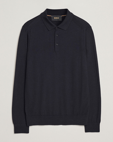 Homme | BOSS CAMEL | BOSS CAMEL Ovio Wool/Cashmere Knitted Polo Dark Blue