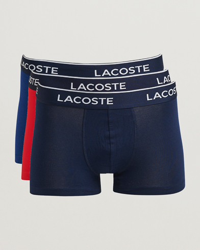 Lacoste 3-Pack Stretch Cotton Trunks Navy/Blue/Red – Bleu