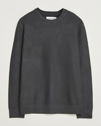 Samsøe Samsøe Dem Structured Knitted Crew Neck Black Oyster – Gris