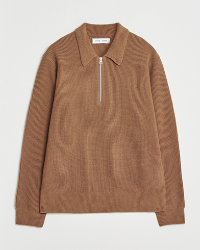 Samsøe Samsøe Isak Knitted Half Zip Polo Otter Brown – Bruin