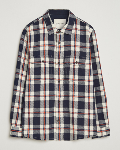 Gant Heavy Twill Checked Overshirt Evening Blue – Bleu