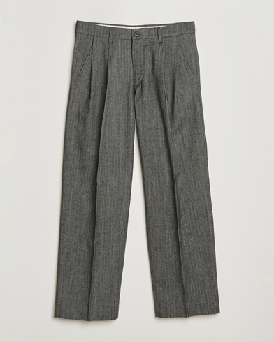 NN07 Justin Double Pleated Herringbone Trousers Grey – Grijs