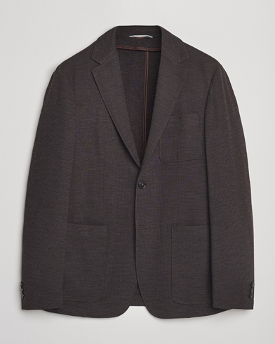 Canali Wool Houndstooth Jersey Blazer Dark Brown – Marron