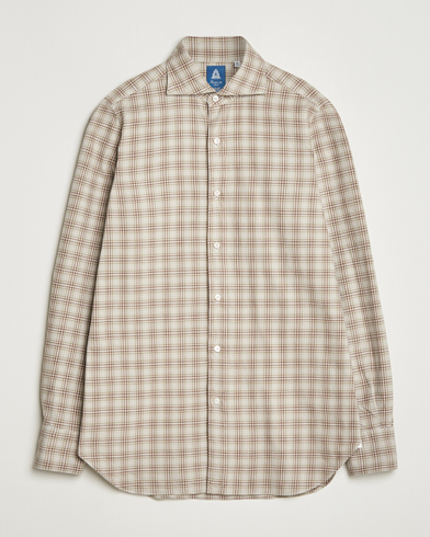 Homme | Finamore Napoli | Finamore Napoli Gaeta Flannel Sport Shirt Beige Check