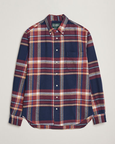 Homme | Gitman Vintage | Gitman Vintage Brushed Winter Madras Button Down Shirt Rose/Navy