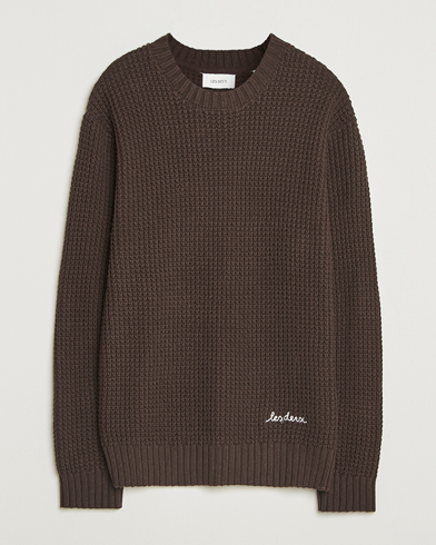 LES DEUX Alvin Cotton Waffle Crewneck Delicioso – Marron
