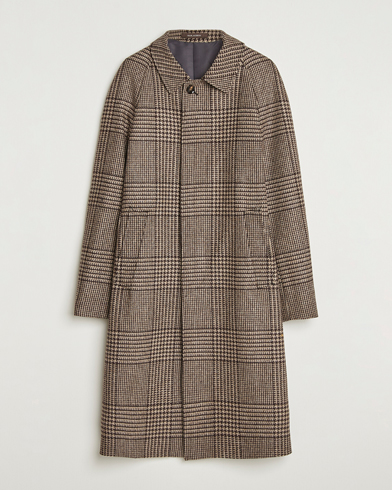 Oscar Jacobson Raglan Check Wool Coat Brown – Bruin