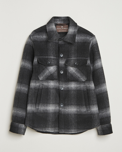 Oscar Jacobson Maverick Checked Wool Shirt Jacket Grey – Grijs