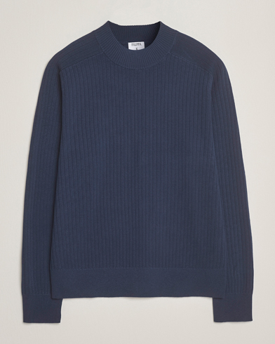 Filippa K Cotton Merino Knitted Mock Neck Sweater Dusk Blue – Bleu