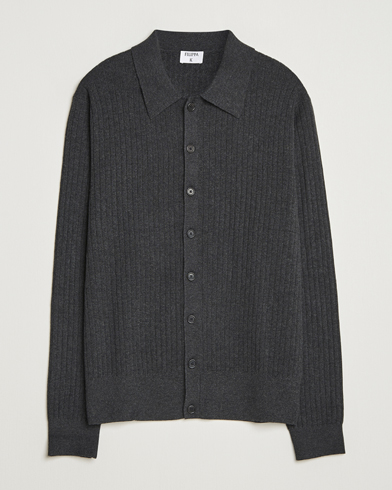 Filippa K Cotton Merino Knitted Cardigan Anthracite Melange – Grijs