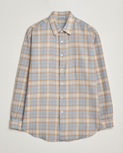 Homme | Auralee | Auralee Airy Wool Check Shirt Blue/Beige