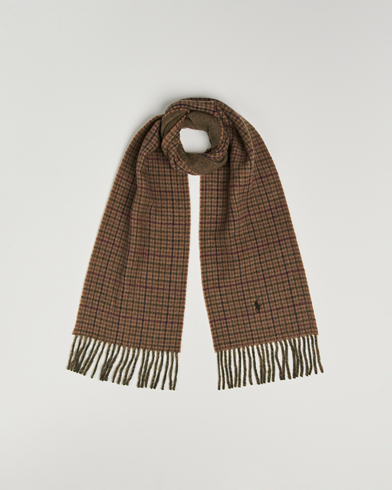 Polo Ralph Lauren Wool Blend Scarf Olive Check – Bruin