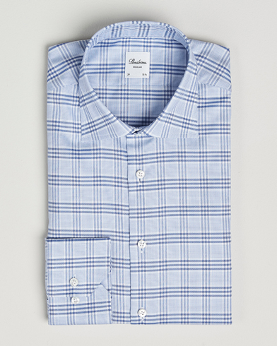 Stenströms Regular Fit Checked Cut Away Shirt Blue – Blauw