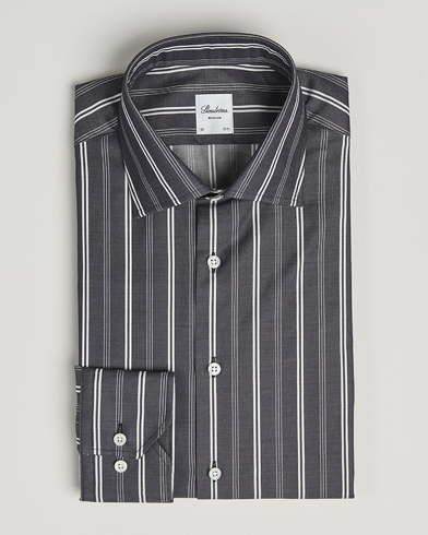 Stenströms Regular Fit Mixed Stripe Twill Shirt White/Black – Grijs