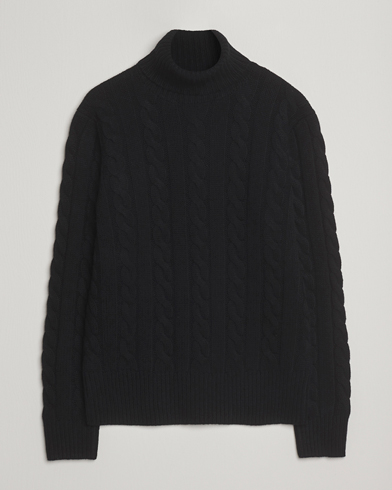 Polo Ralph Lauren Wool/Cashmere Cable Rollneck Polo Black – Zwart