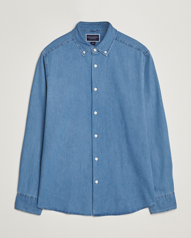 Heren | Charles Tyrwhitt | Charles Tyrwhitt Slim Fit Button Down Denim Shirt Ocean Blue