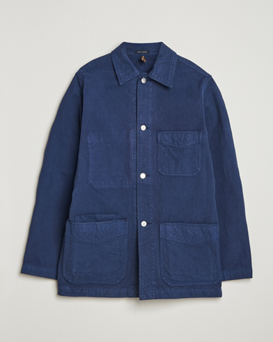 Drake's Duck Cotton Canvas Chore Coat Navy – Blauw