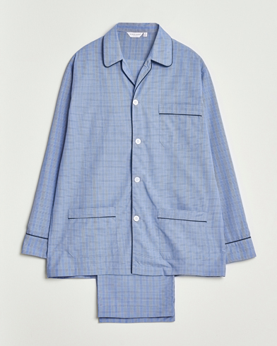 Derek Rose Piped Cotton Pyjama Set Light Blue – Bleu