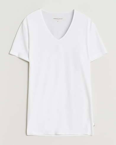 Derek Rose Pima Cotton V-Neck T-Shirt White – Wit