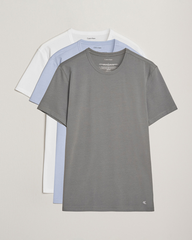 Calvin Klein 3-Pack Cotton Stretch Crew Neck T-Shirt Grey/White/Blue – Blanc