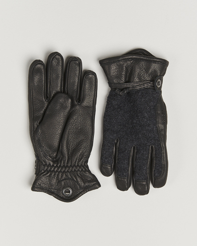 Hestra Daniel Wool/Goat Leather Glove Charcoal/Black – Noir
