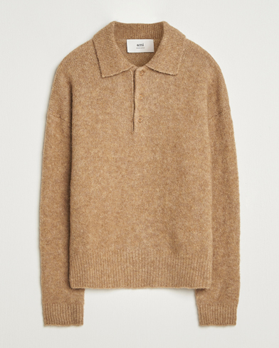Homme | AMI | AMI Signature Alpaca Knitted Polo Camel