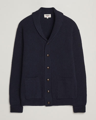Kamakura Shirts McQueen Shawl Collar Cardigan Navy – Blauw