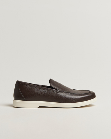 Loake 1880 Tuscany Grained Leather Loafers Dark Brown