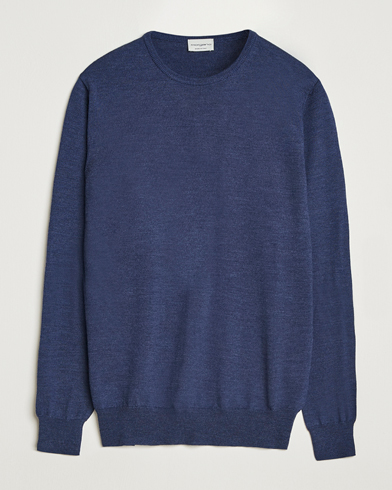 Morgano Extra Fine Merino Wool Crewneck Mid Blue – Bleu