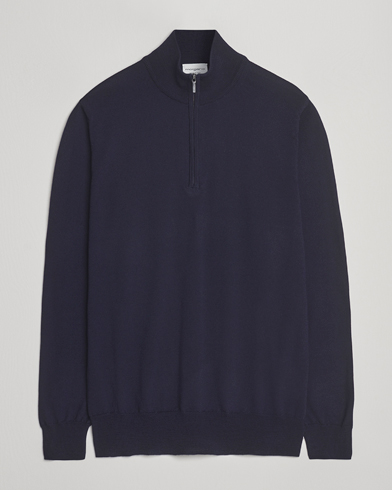 Morgano Extra Fine Merino Wool Half-Zip Navy – Bleu