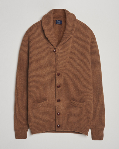 William Lockie Windsor Geelong Lambswool Shawl Cardigan Brown – Bruin