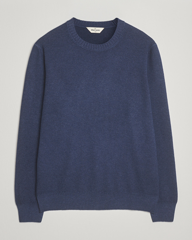 Gran Sasso Wool/Cashmere Washed Crew Neck Navy Melange – Blauw
