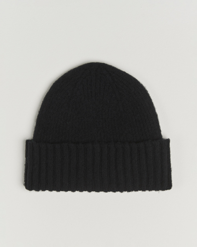 Robert Mackie Rona Ribbed Shaggy Lambswool Beanie Black – Noir