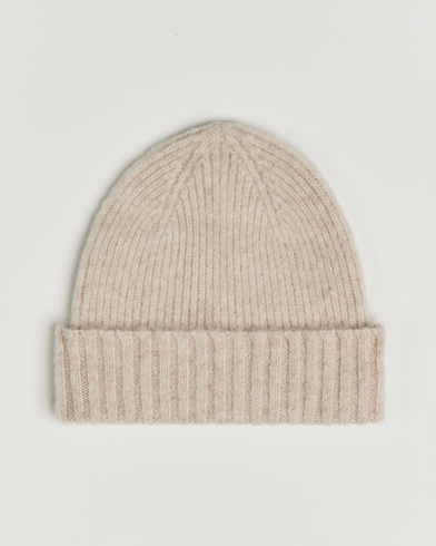 Robert Mackie Rona Ribbed Shaggy Lambswool Beanie White – Blanc