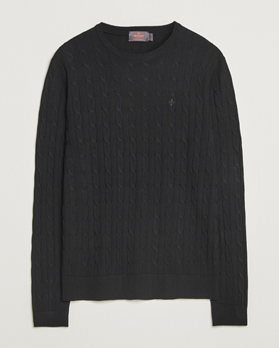 Morris Merino Cable O-Neck Black – Zwart