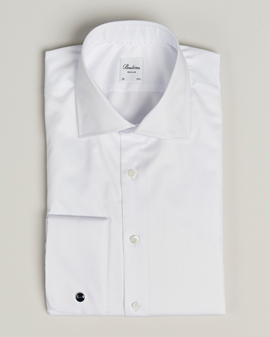 Stenströms Regular Fit Cotton Twill Double Cuff Shirt White – Wit