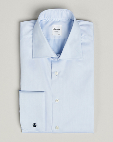 Stenströms Regular Fit Cotton Twill Double Cuff Shirt Blue – Blauw