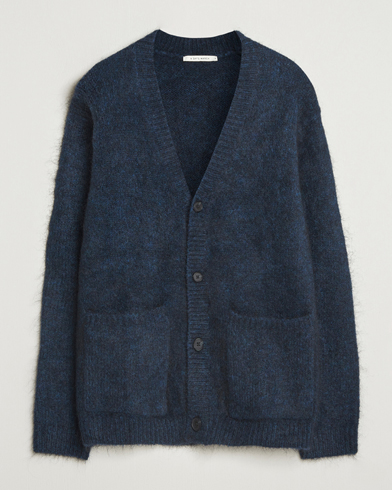 Homme | A Day's March | A Day's March Jarrow Mohair Cardigan Indigo Blue