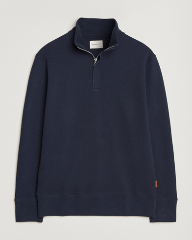 Gant Light Sacker Rib Half Zip Evening Blue – Blauw