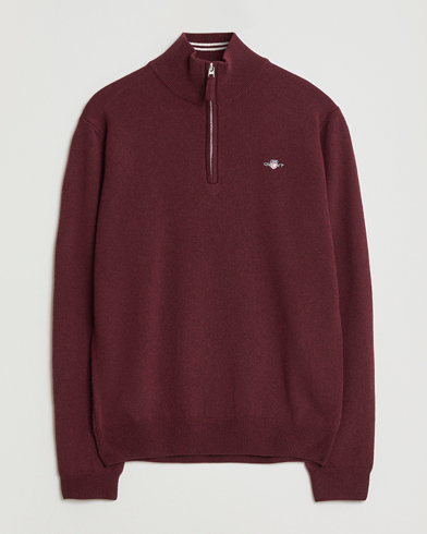 Gant Superfine Lambswool Half Zip Bordeaux Melange – Rouge