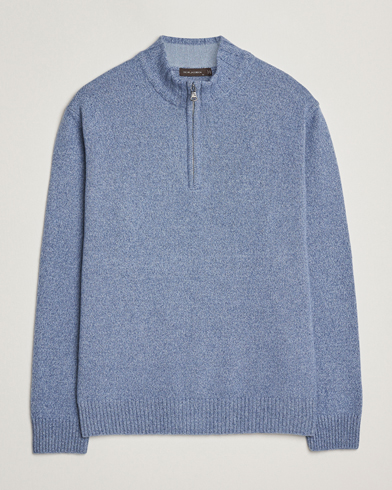 Oscar Jacobson Paul Wool/Cashmere Half-Zip Light Blue – Bleu