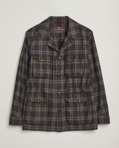 Oscar Jacobson Sirolo Checked Shirt Jacket Brown/Blue – Bruin