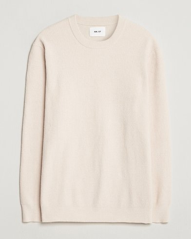 NN07 Danny Rib Knitted Crew Neck Ivory – Blanc