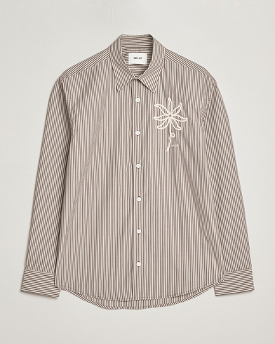 NN07 Quinsy Striped Embroidered Shirt Brown – Marron