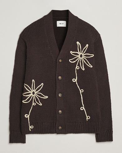 NN07 Mika Knitted Flower Cardigan Dusky Port – Bruin