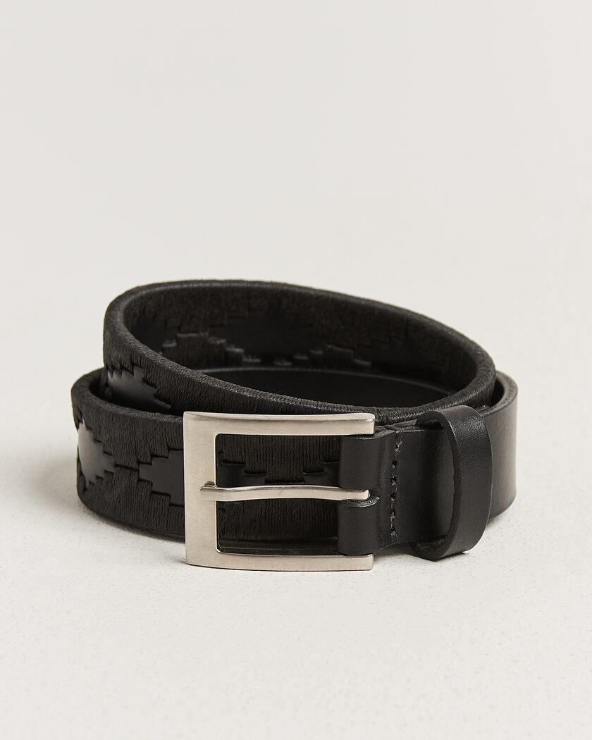 Pampeano Bordado Hand Stitched Classic Leather Belt 3,5cm Black – Zwart