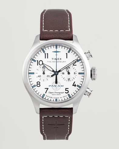 Timex Waterbury Ace Pan Chronograph 41mm Silver Dial – Marron