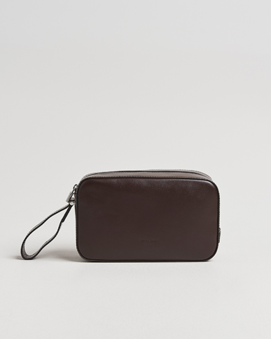 Homme | Tiger of Sweden | Tiger of Sweden Balnea Smooth Leather Washbag Dark Brown